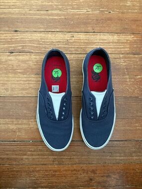 Vans Classic Slip-On Style Canvas Sneakers - Navy and White Women’s Size 9